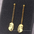 18K gold plated statement face shape drop earrings for women